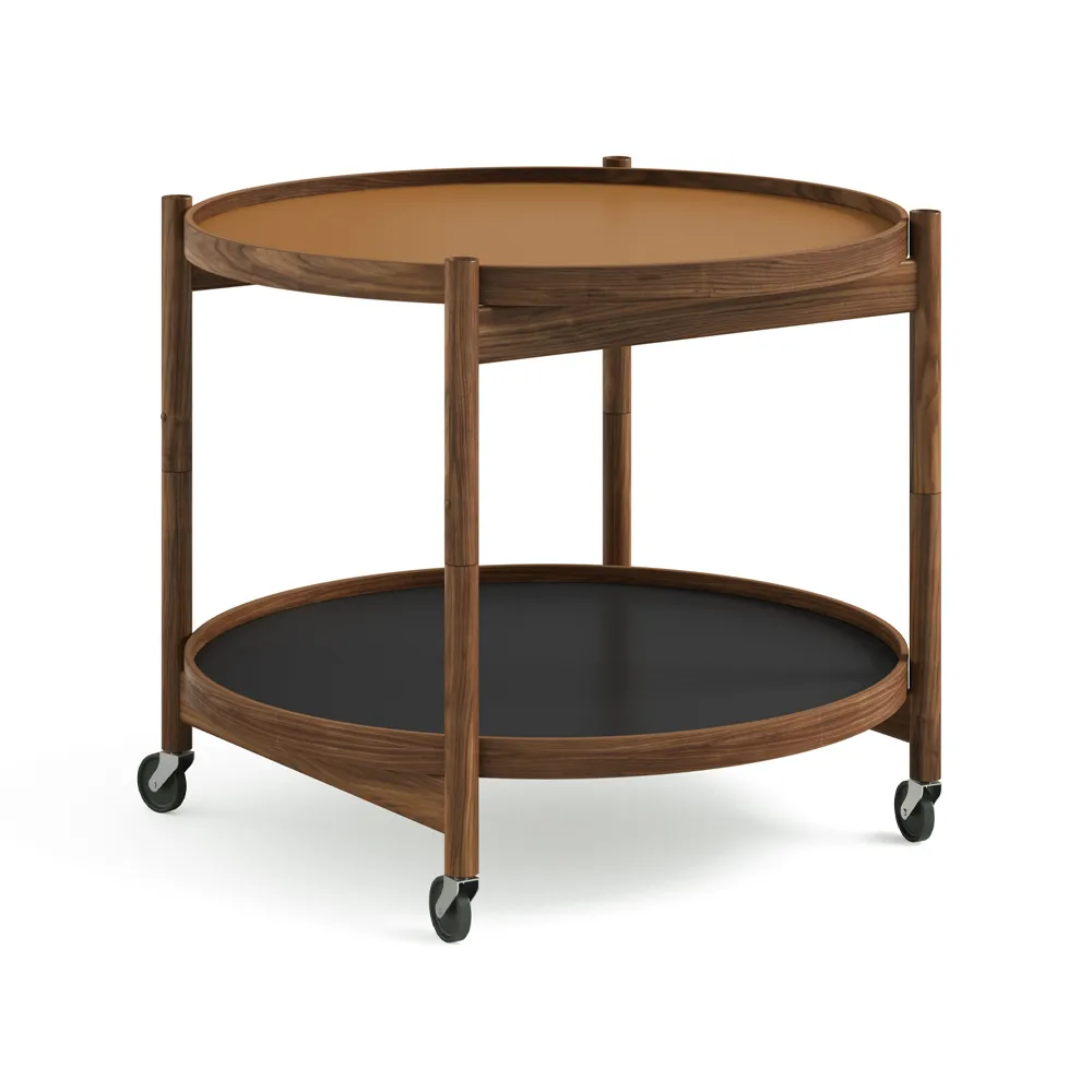 Bølling Tray Table 60型, 黏土色_上油胡桃木支架 Brdr. Krüger
