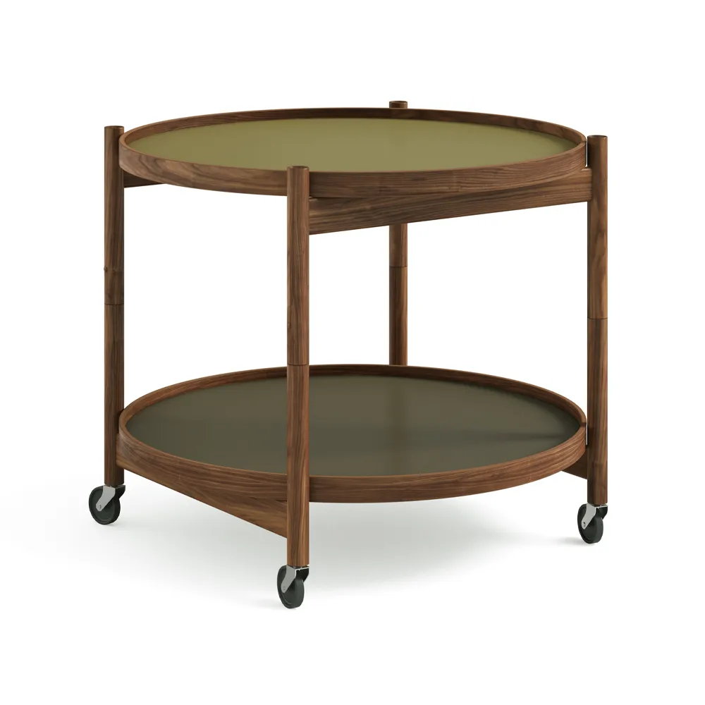 Bølling Tray Table 60型, 树叶色_上油胡桃木支架 Brdr. Krüger