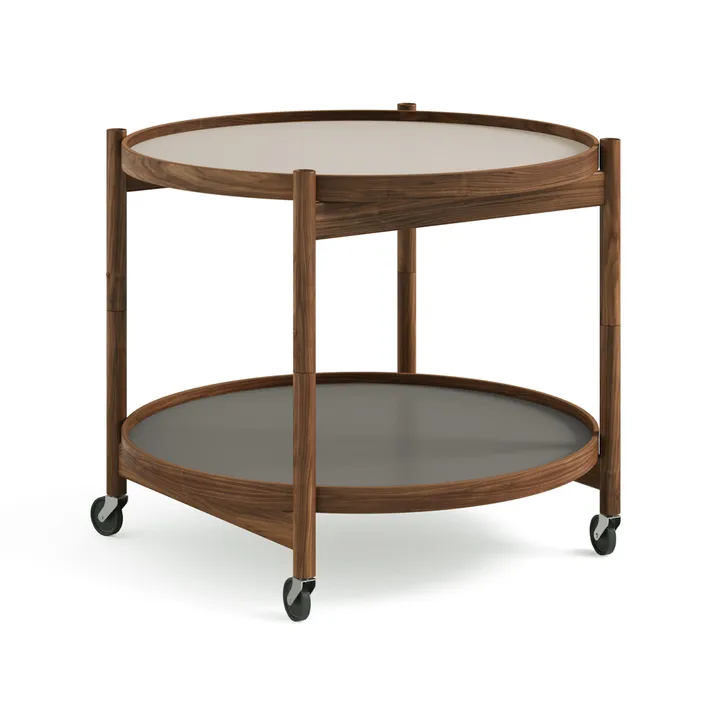 Bølling Tray Table 60型 - 石色_上油胡桃木支架 - Brdr. Krüger