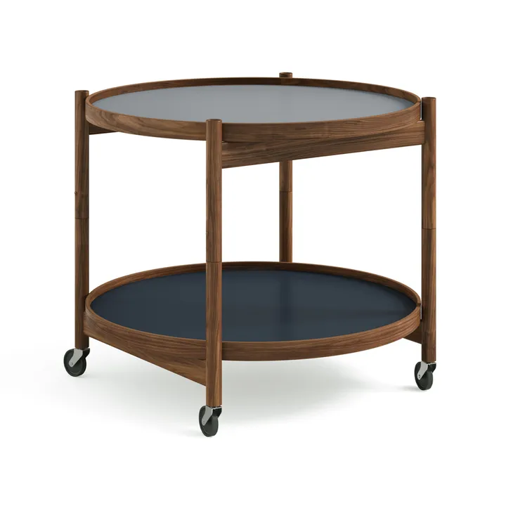 Bølling Tray Table 60型 - 水色_上油胡桃木支架 - Brdr. Krüger