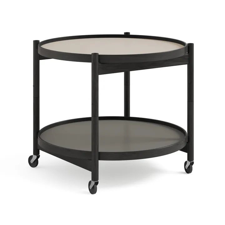 Bølling Tray Table 60型 - 石色_黑色涂漆橡木支架 - Brdr. Krüger