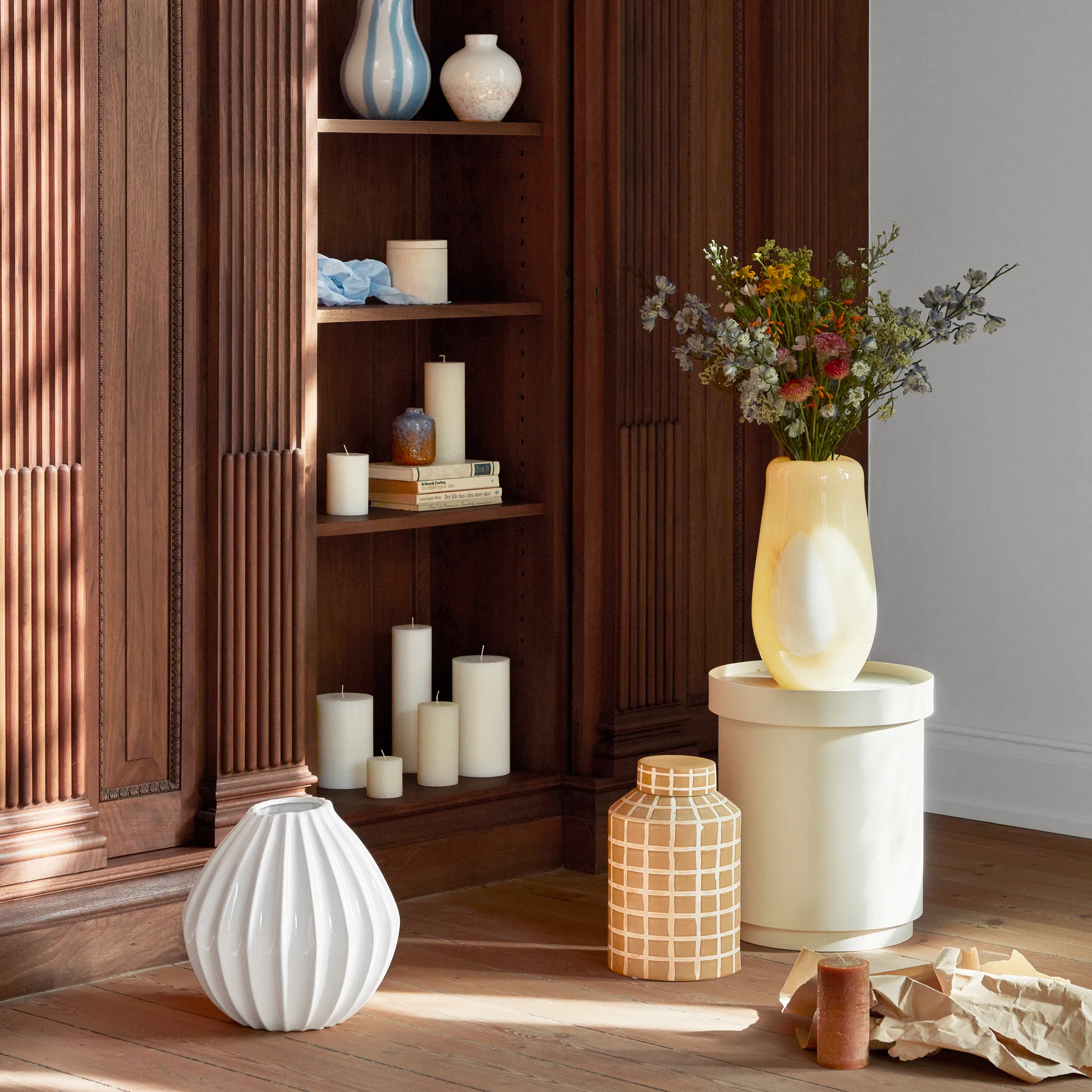 Ada Dot 玻璃 花瓶  37 cm, golden fleece 黄色 Broste Copenhagen