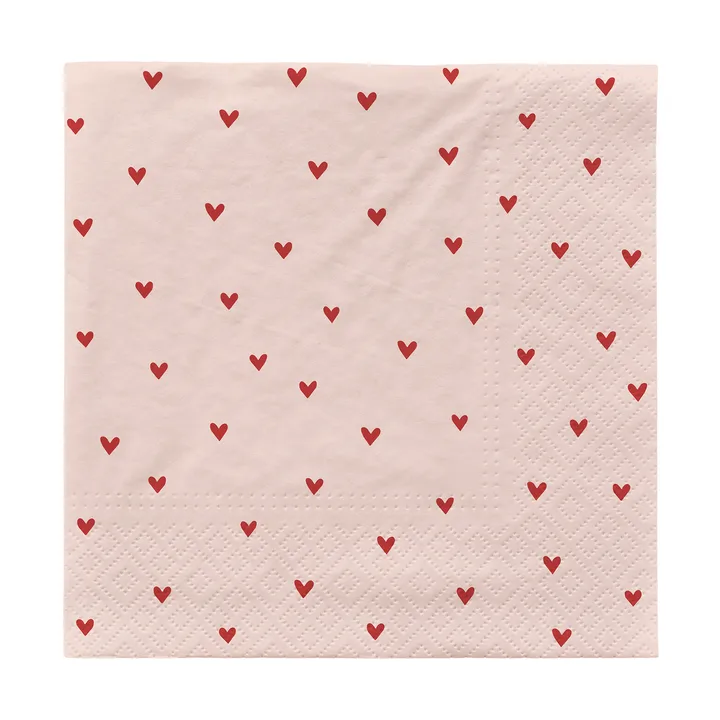 Amor 餐巾纸 33x33cm 20包 - 柔粉色_红色 - Broste Copenhagen