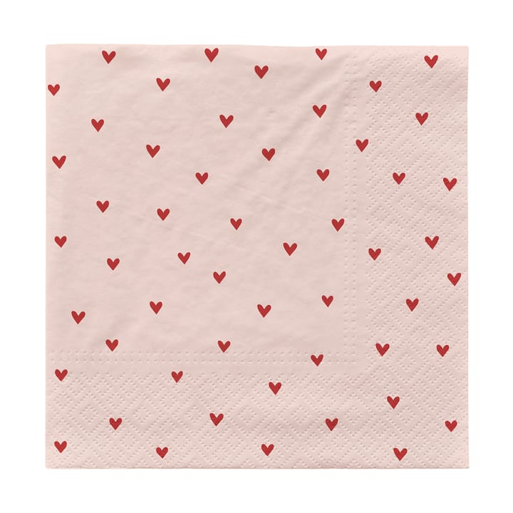 Amor paper napkins 33x33 cm 20件装 - Soft 粉色-红色 - Broste Copenhagen
