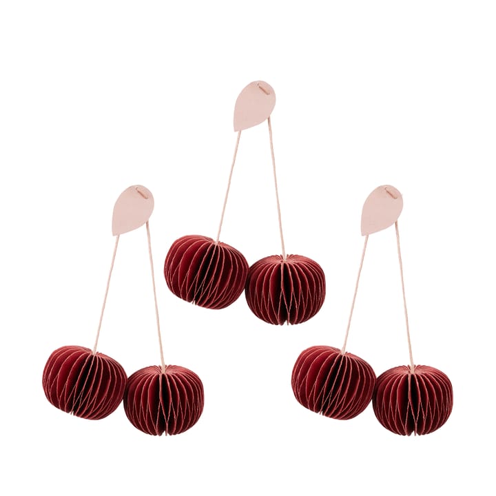 Cherry hanging decorations 3件 - Pompeian red - Broste Copenhagen