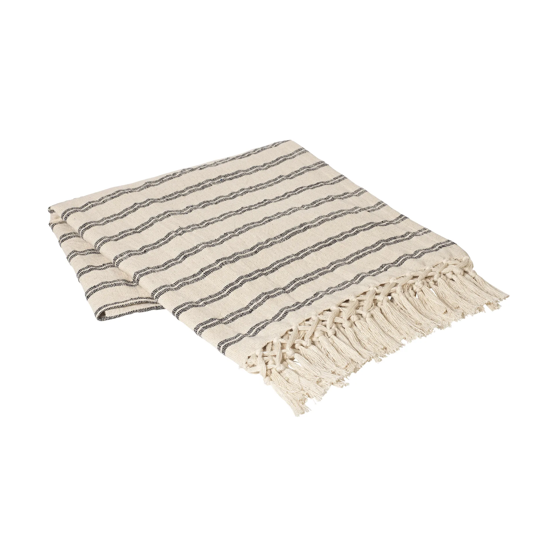 Elly 毯子 130x160 cm, 黑色-原色/自然色 Broste Copenhagen