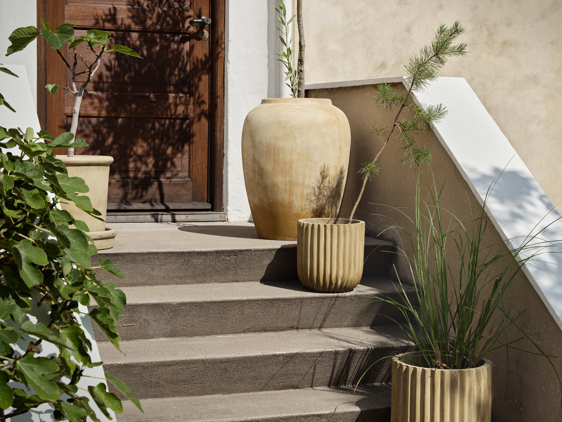 Fiber 花盆 两件套装, Antique 米色 Broste Copenhagen