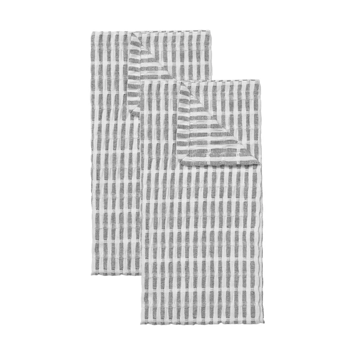 Folke 厨用巾50x70cm 2件装 - 黑色_自然色 - Broste Copenhagen