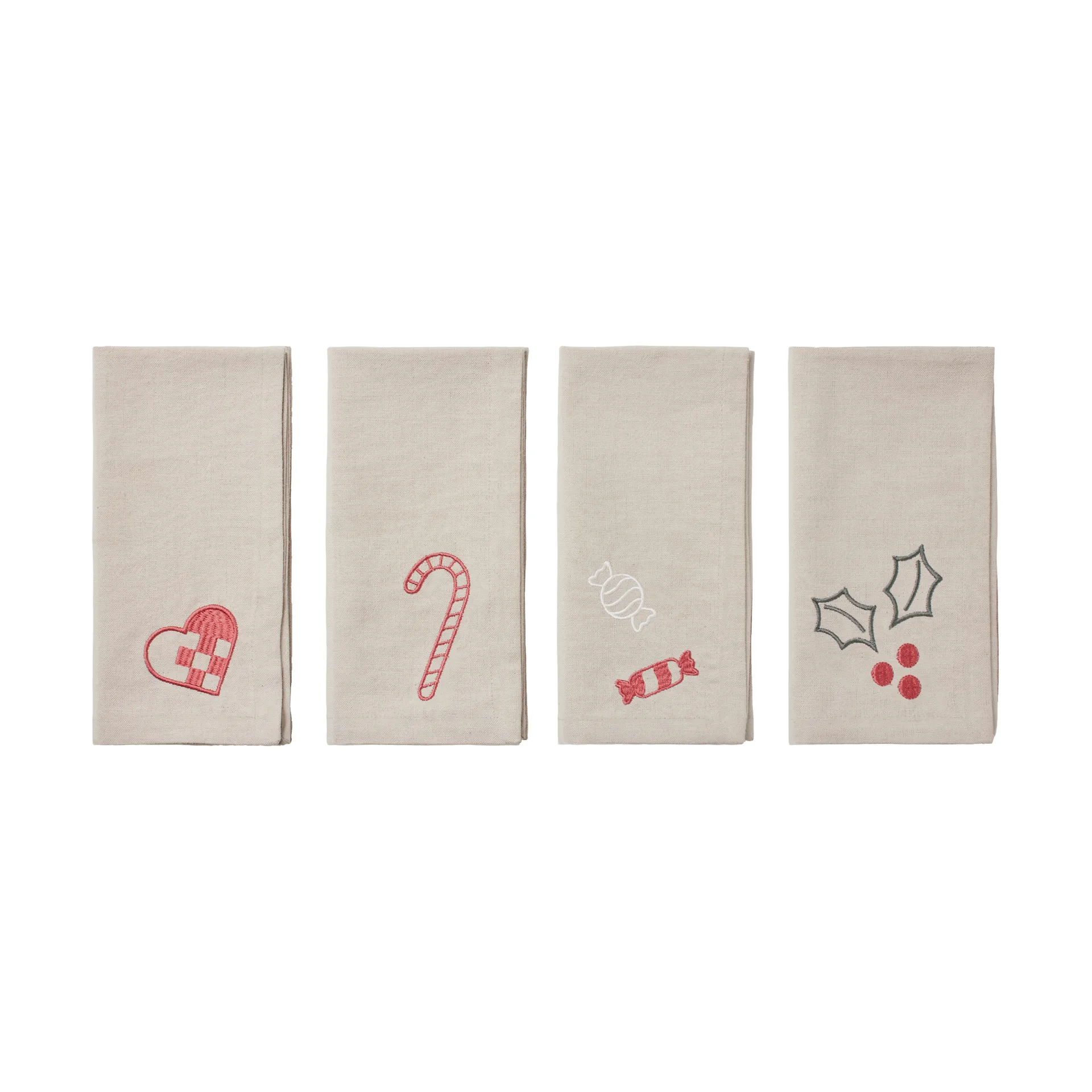 Fryd 餐巾布 45x45 cm 4件套装, Light warm grey-red Broste Copenhagen