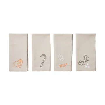 Fryd 餐巾布 45x45 cm 4件套装 - 浅灰米色 - Broste Copenhagen