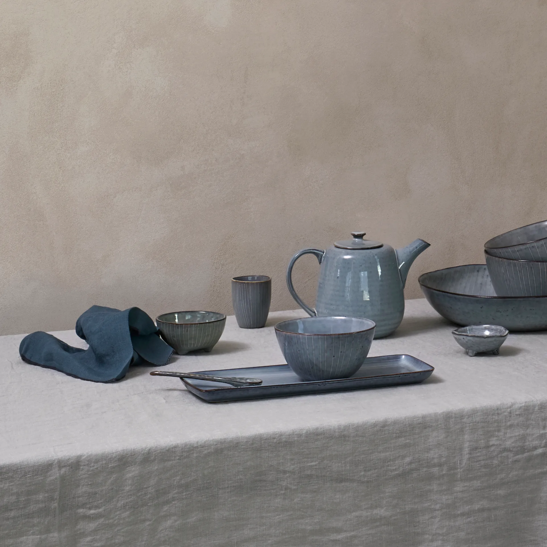 Gracie 亚麻餐巾布, 深蓝色 Broste Copenhagen