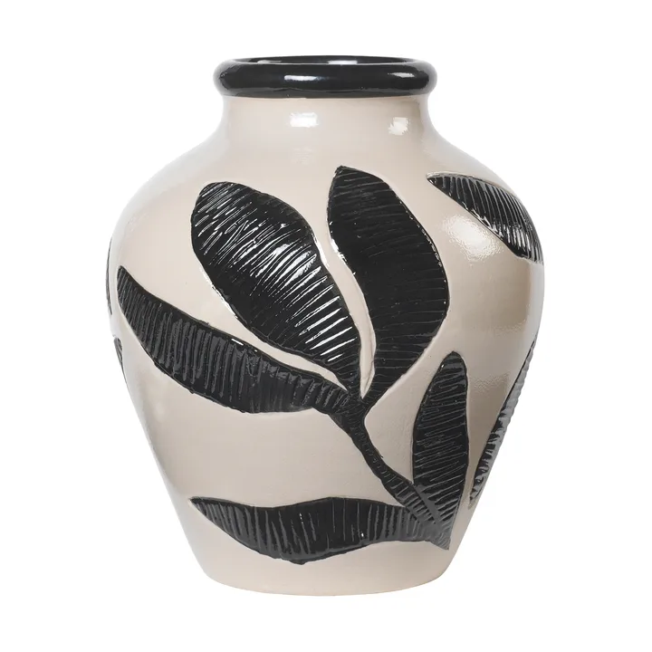 Herbert 花瓶30cm - 黑色配雨天绿色 - Broste Copenhagen