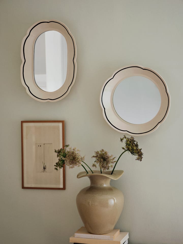 Hilma 镜子 Ø36 cm, 米白色-黑色 Broste Copenhagen