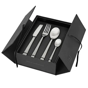 Hune 餐具 16件 - 拉丝缎面锤纹 - Broste Copenhagen
