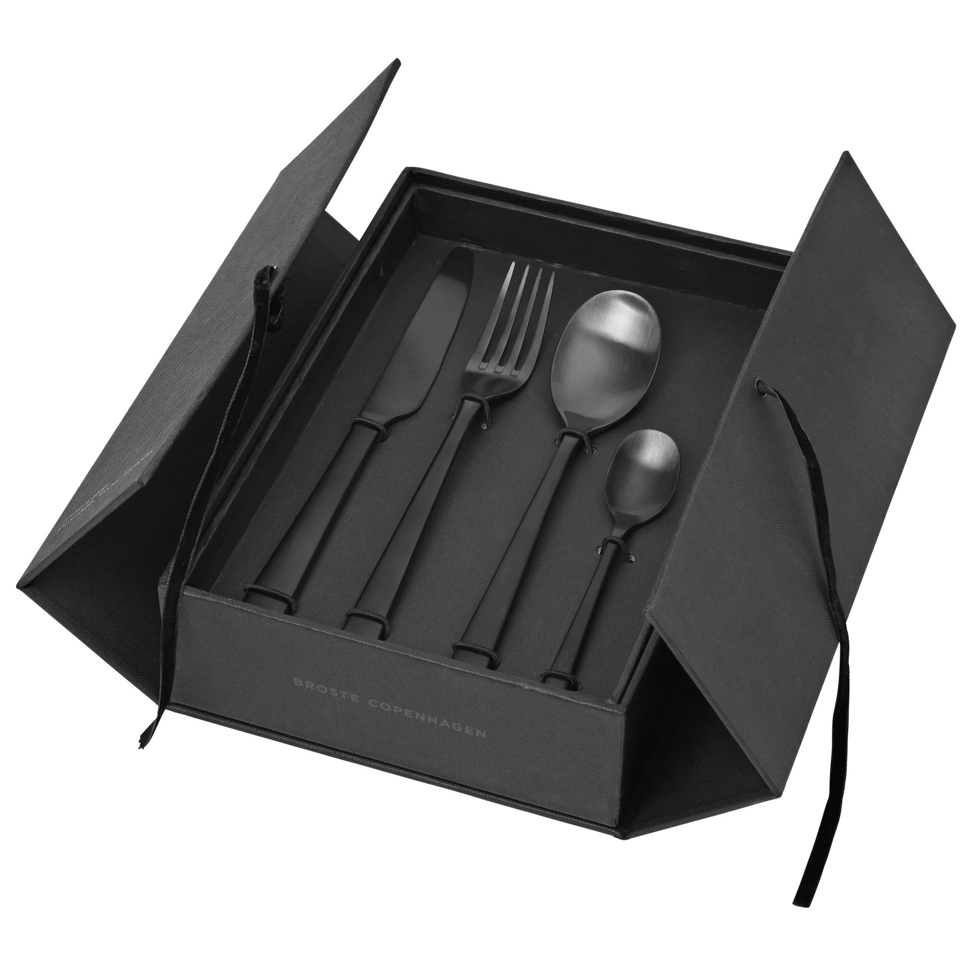 Hune 餐具 cutlery 4 pieces, Titanium matte 黑色 Broste Copenhagen