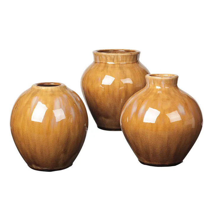 Ingrid 陶瓷花瓶 14.5cm 3件装 - 苹果肉桂色 - Broste Copenhagen