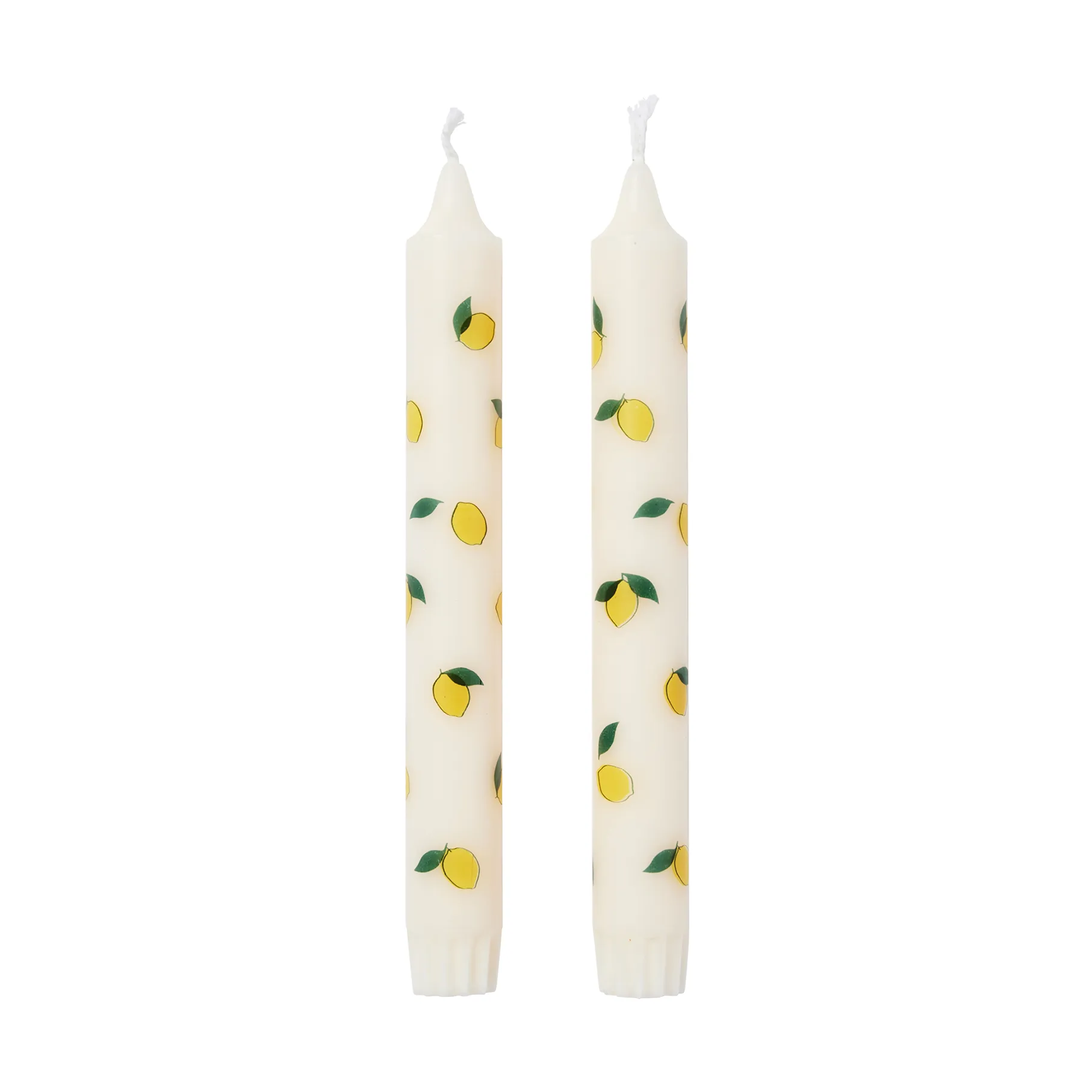 Lemon taper candles 两件套装, 白色-黄色 Broste Copenhagen