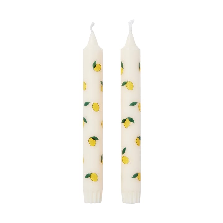 Lemon taper candles 两件套装 - 白色-黄色 - Broste Copenhagen