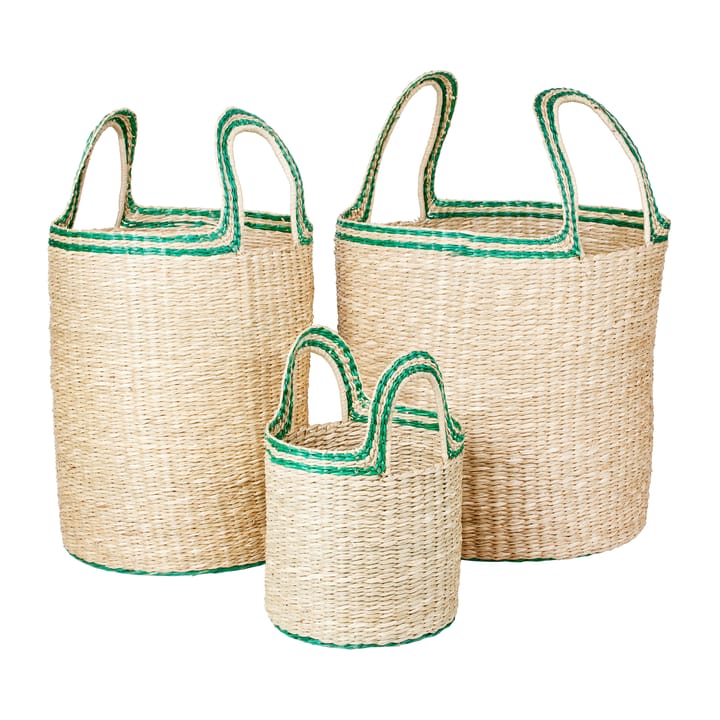 Lykke 篮子 3件, Natural-green Broste Copenhagen