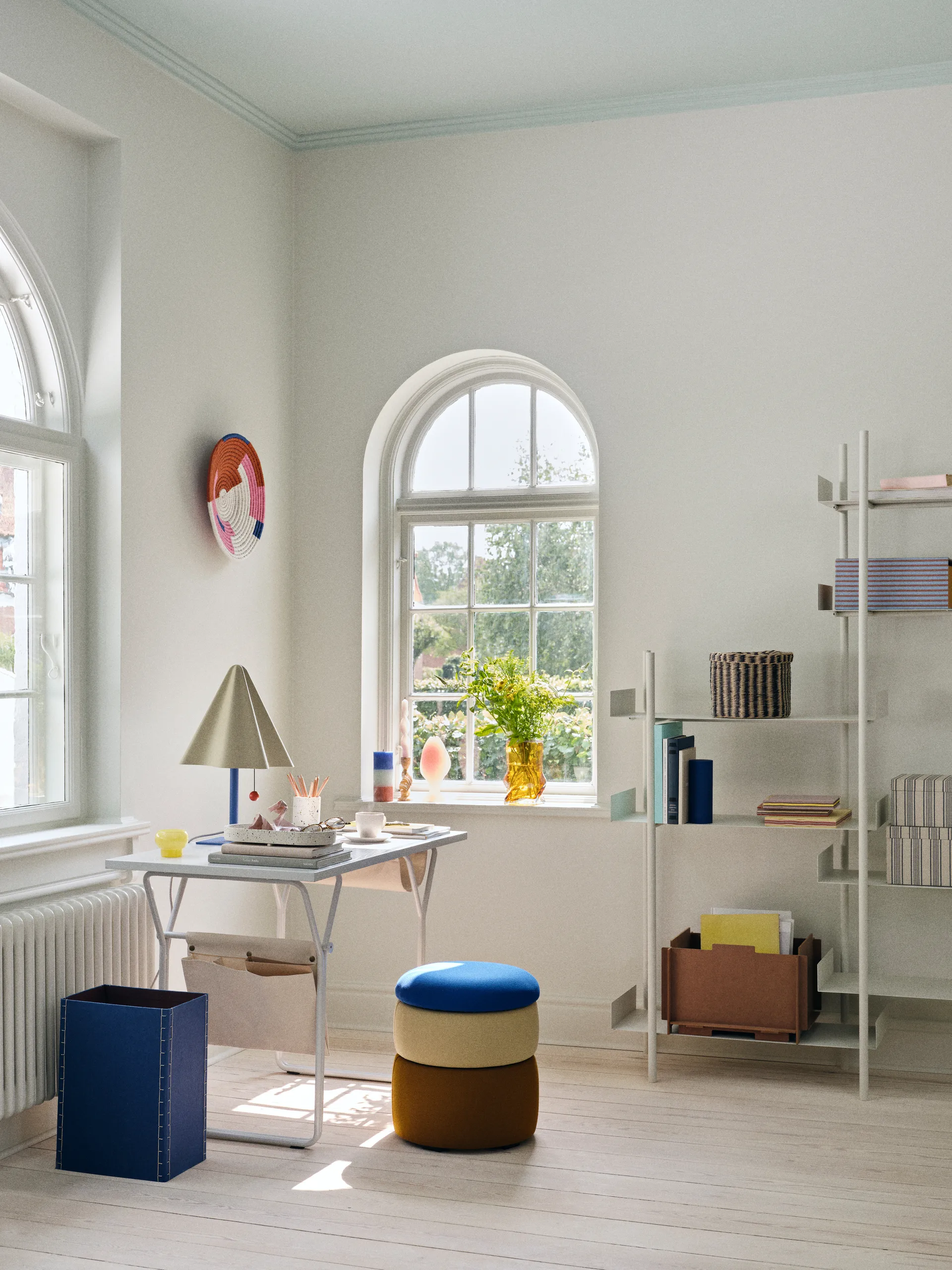 Pond pouffe 42 cm, 蓝色-沙色-ochre Broste Copenhagen