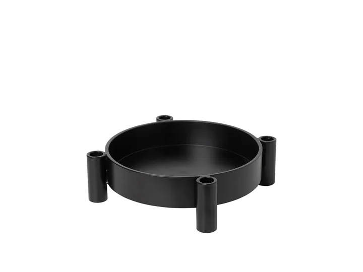 Silke北欧风简约丝绸质感烛台Ø32cm - 黑色_铝色 - Broste Copenhagen