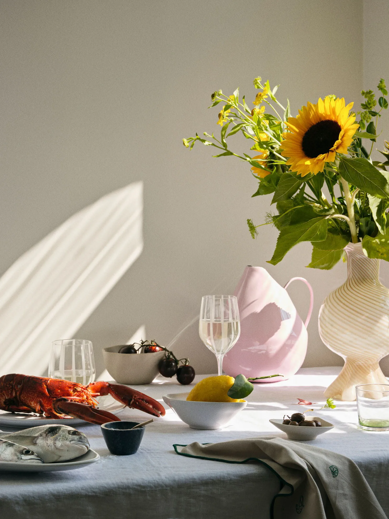 Stripe 杯子 35 cl, Clear-white stripes Broste Copenhagen