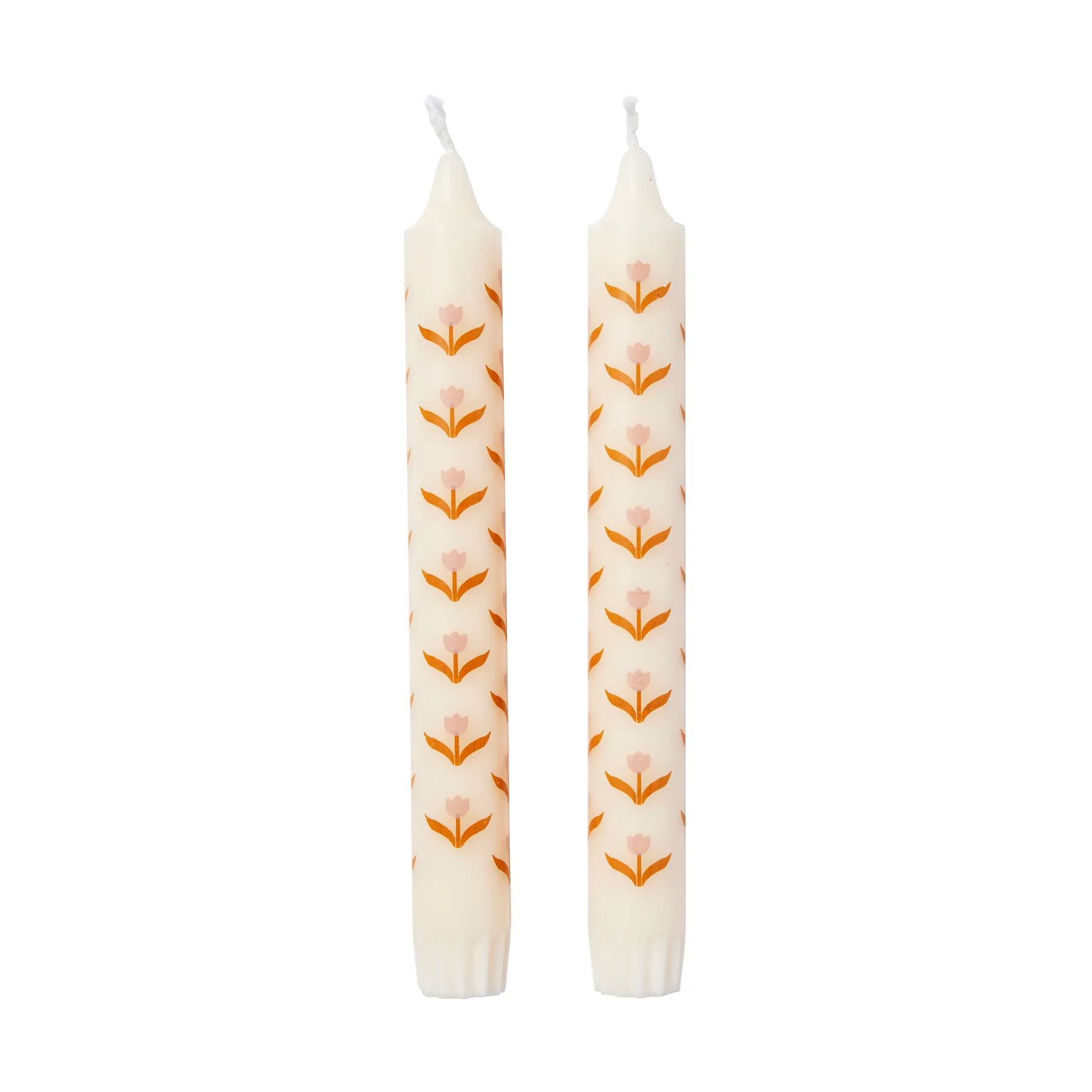 Tulip taper candles 两件套装, 白色-soft 粉色 Broste Copenhagen