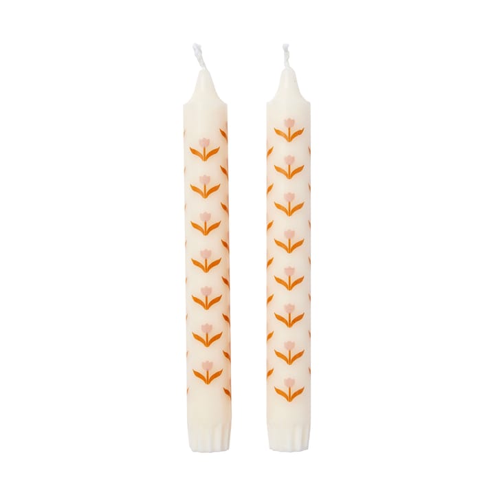 Tulip taper candles 两件套装 - 白色-soft 粉色 - Broste Copenhagen