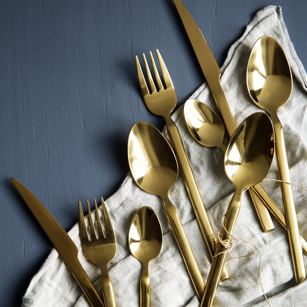 Tvis 餐具 cutlery set 16 pieces, gold Broste Copenhagen