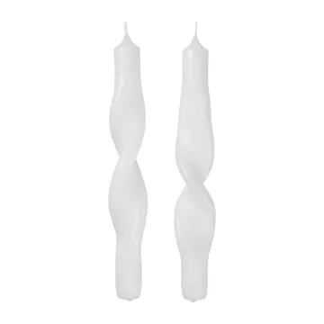 Twist 扭纹蜡烛23cm 2件装 - 纯白色 - Broste Copenhagen