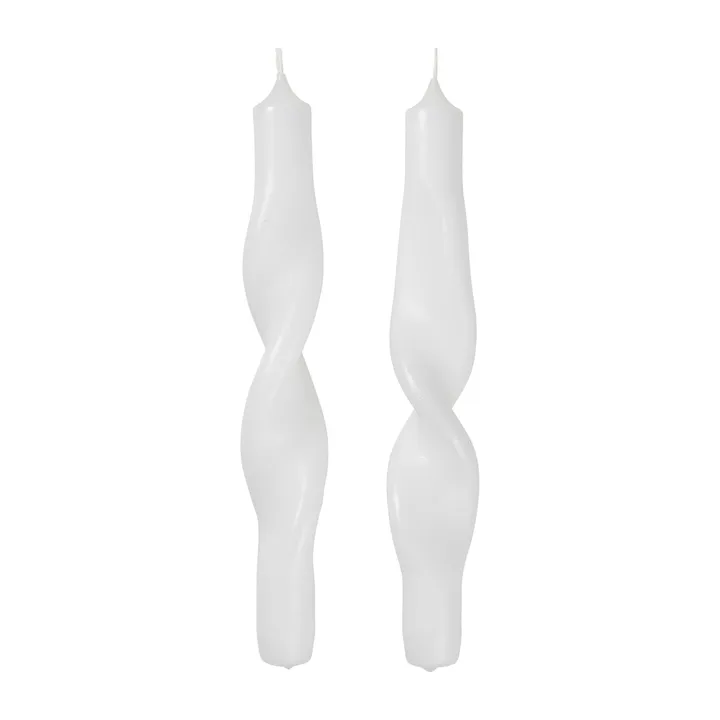 Twist 扭纹蜡烛23cm 2件装 - 纯白色 - Broste Copenhagen