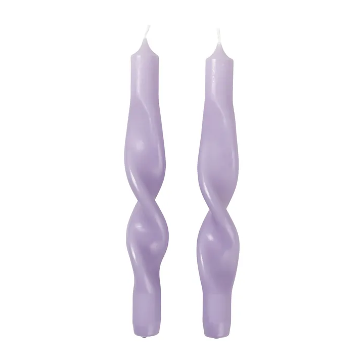 Twist 扭纹蜡烛23cm 2件装 - 兰花浅紫色 - Broste Copenhagen