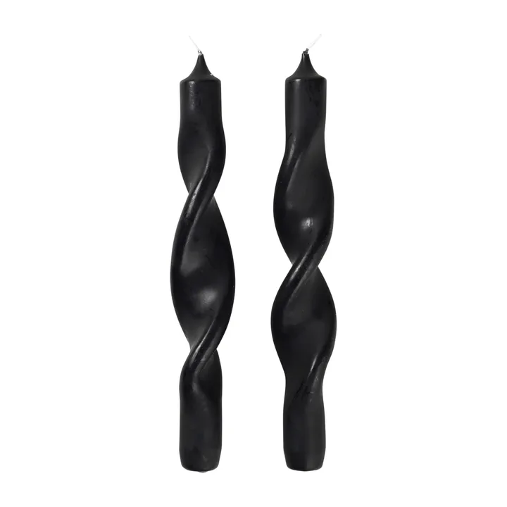 Twist 扭纹蜡烛23cm 2件装 - 简约黑色 - Broste Copenhagen