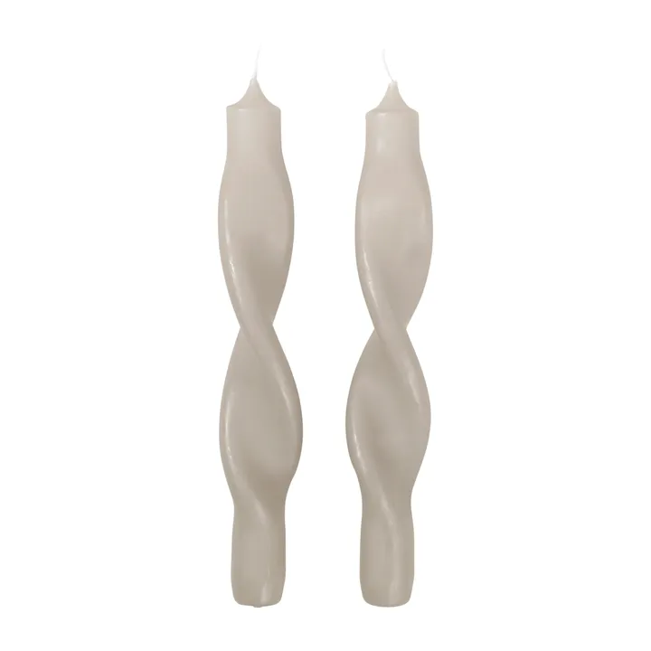 Twist 扭纹蜡烛23cm 2件装 - 雨天灰 - Broste Copenhagen