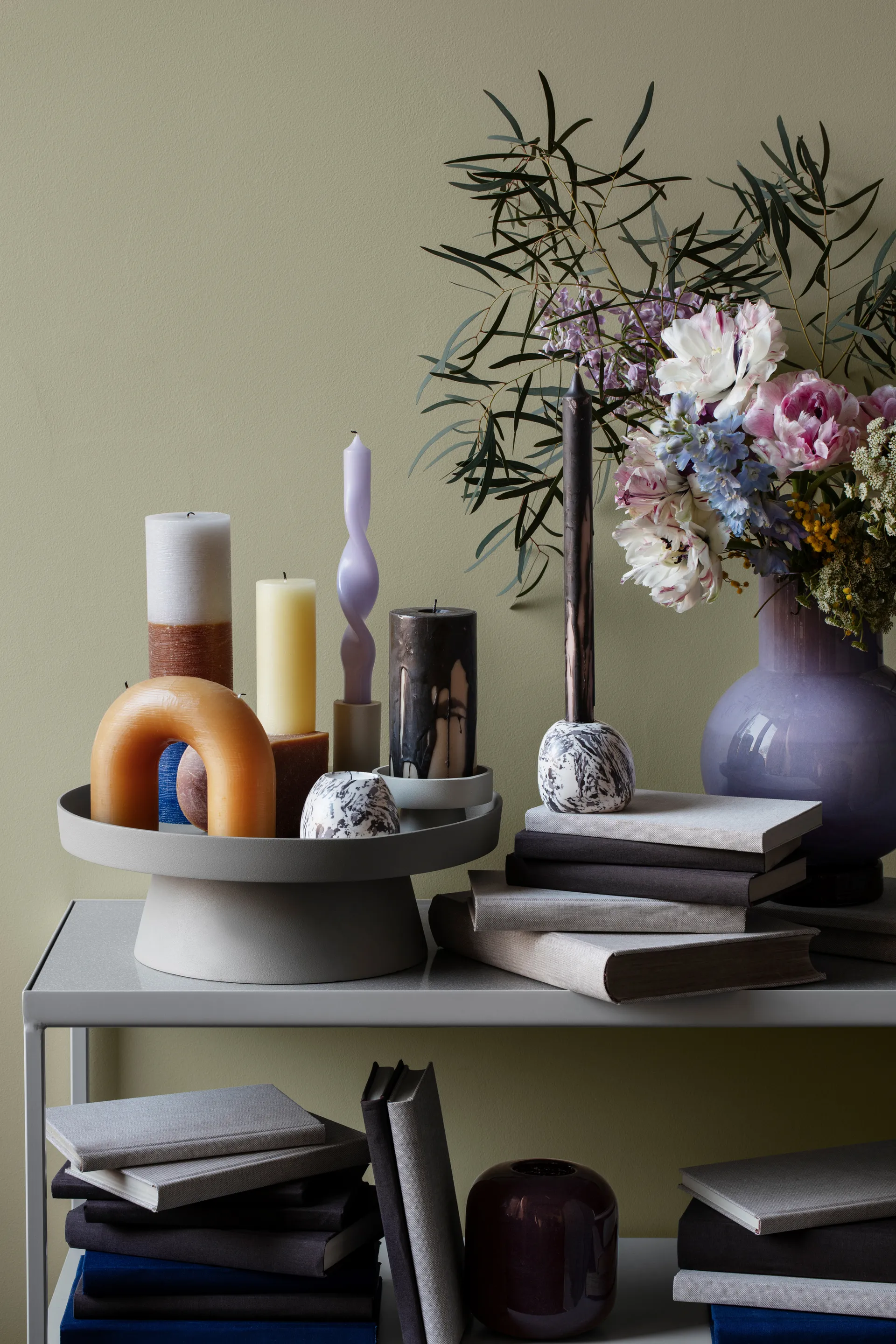 Twist twisted candles twisted 蜡烛 23 cm 两件套装, Orchid light 紫色 Broste Copenhagen