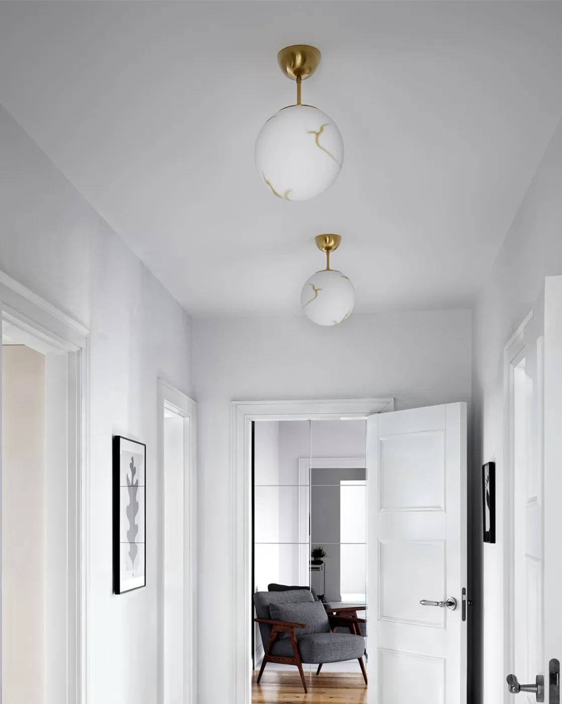 Bellagio 吊灯 light Ø25 cm, 黄铜-白色 By Rydéns