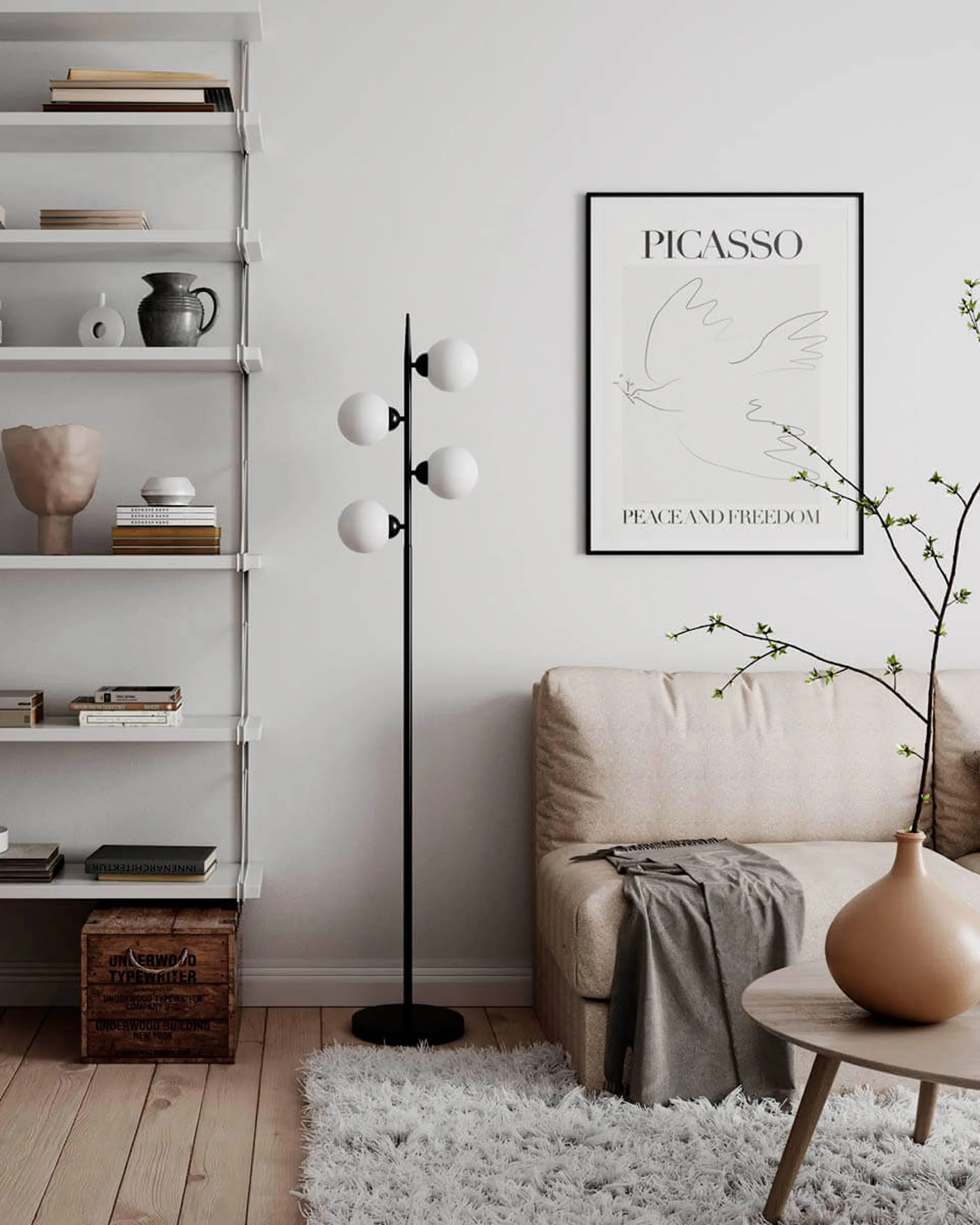 Punto 落地灯 160 cm, 哑光 黑色 By Rydéns