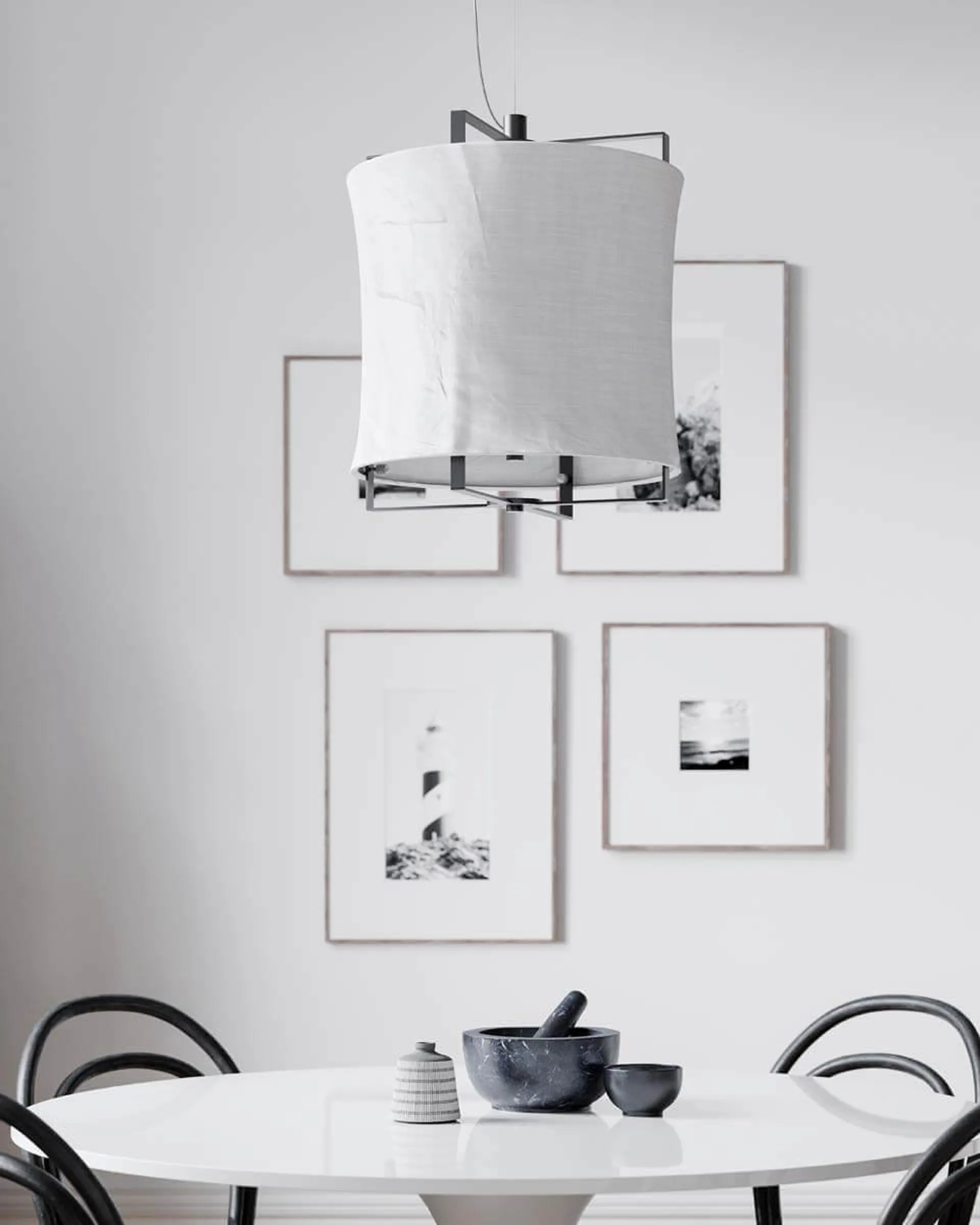 Softy 吊灯 Ø35 cm, 哑光白-哑光黑 By Rydéns