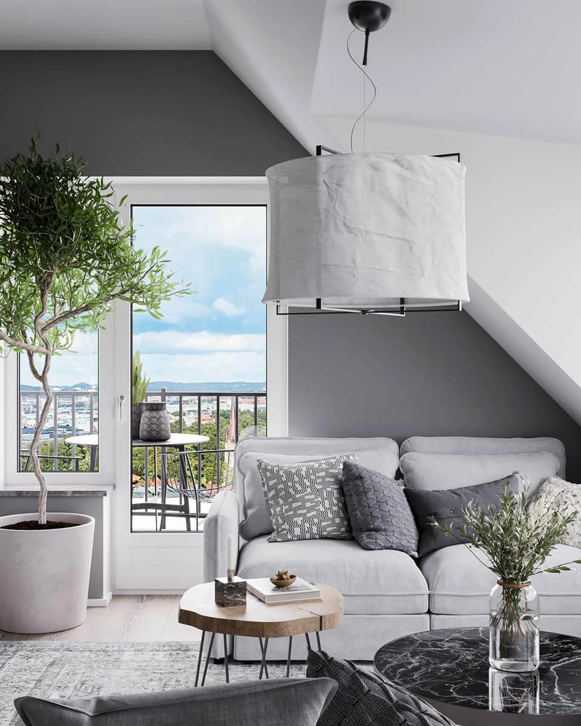 Softy 吊灯 Ø60 cm, 哑光白-哑光黑 By Rydéns