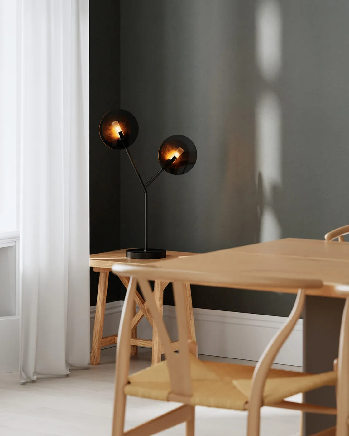 Turno 台灯 59 cm, 哑光 黑色-金色 By Rydéns