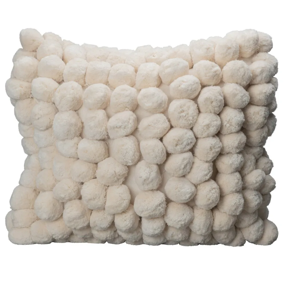 毛球靠垫45x45cm, 米白色 Byon