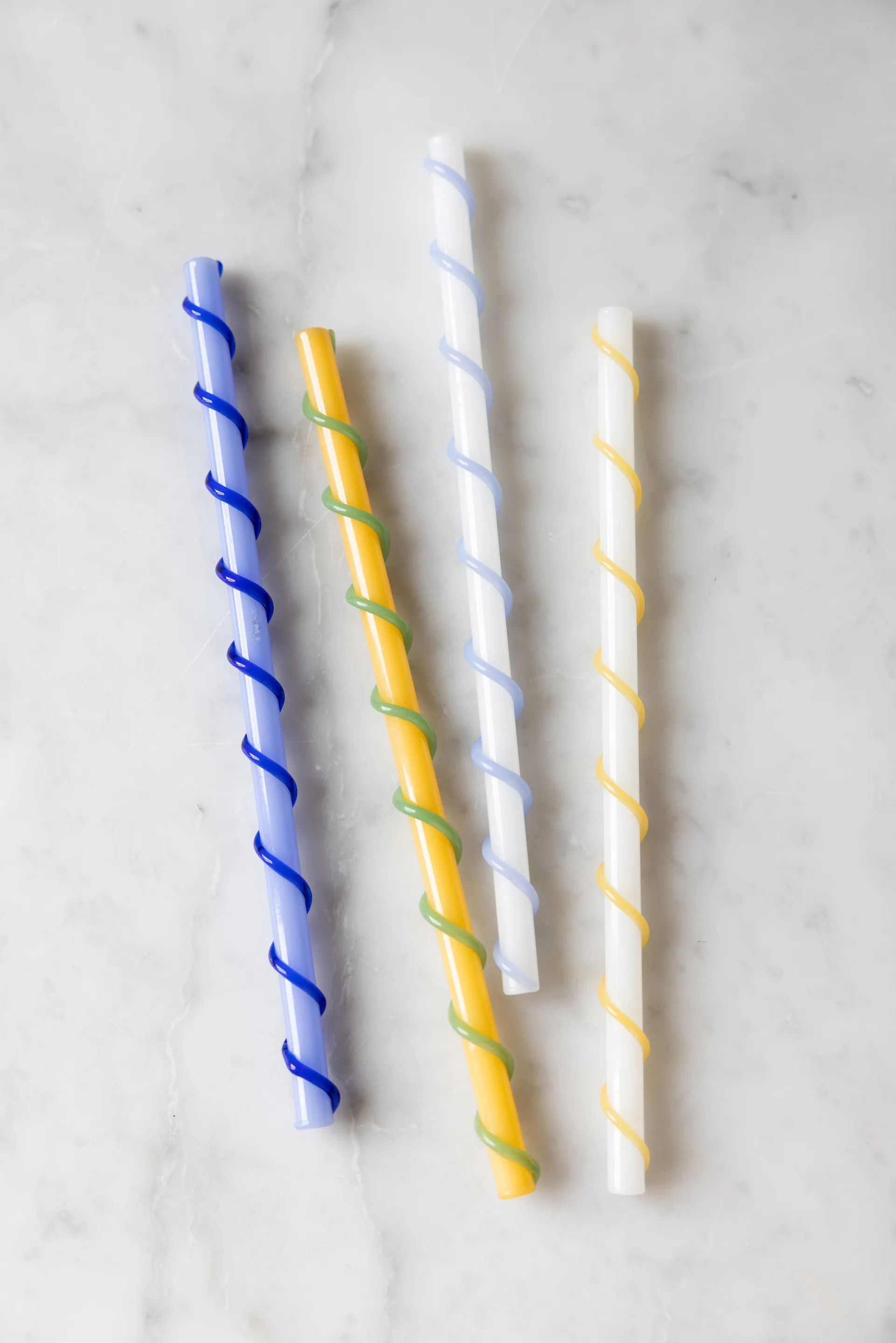 Celebrate 长吸管20cm 4件, 蓝色_白色_黄色_绿色 Byon