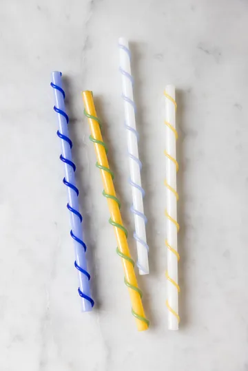 Celebrate 长吸管20cm 4件 - 蓝色_白色_黄色_绿色 - Byon