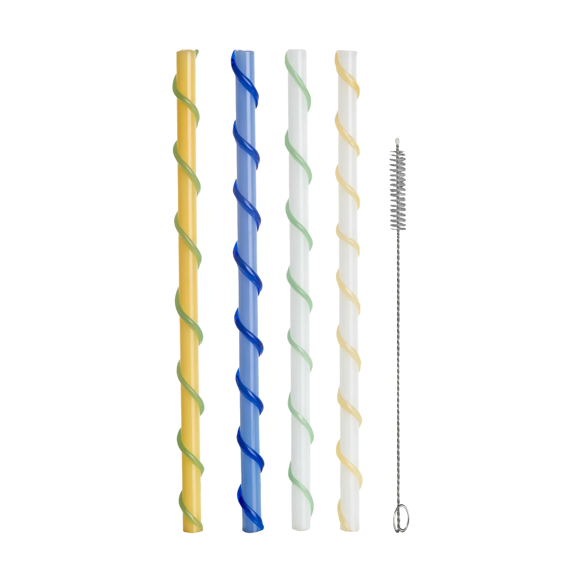 Celebrate straws long 20 cm 4件, 蓝色-白色-黄色-绿色 Byon