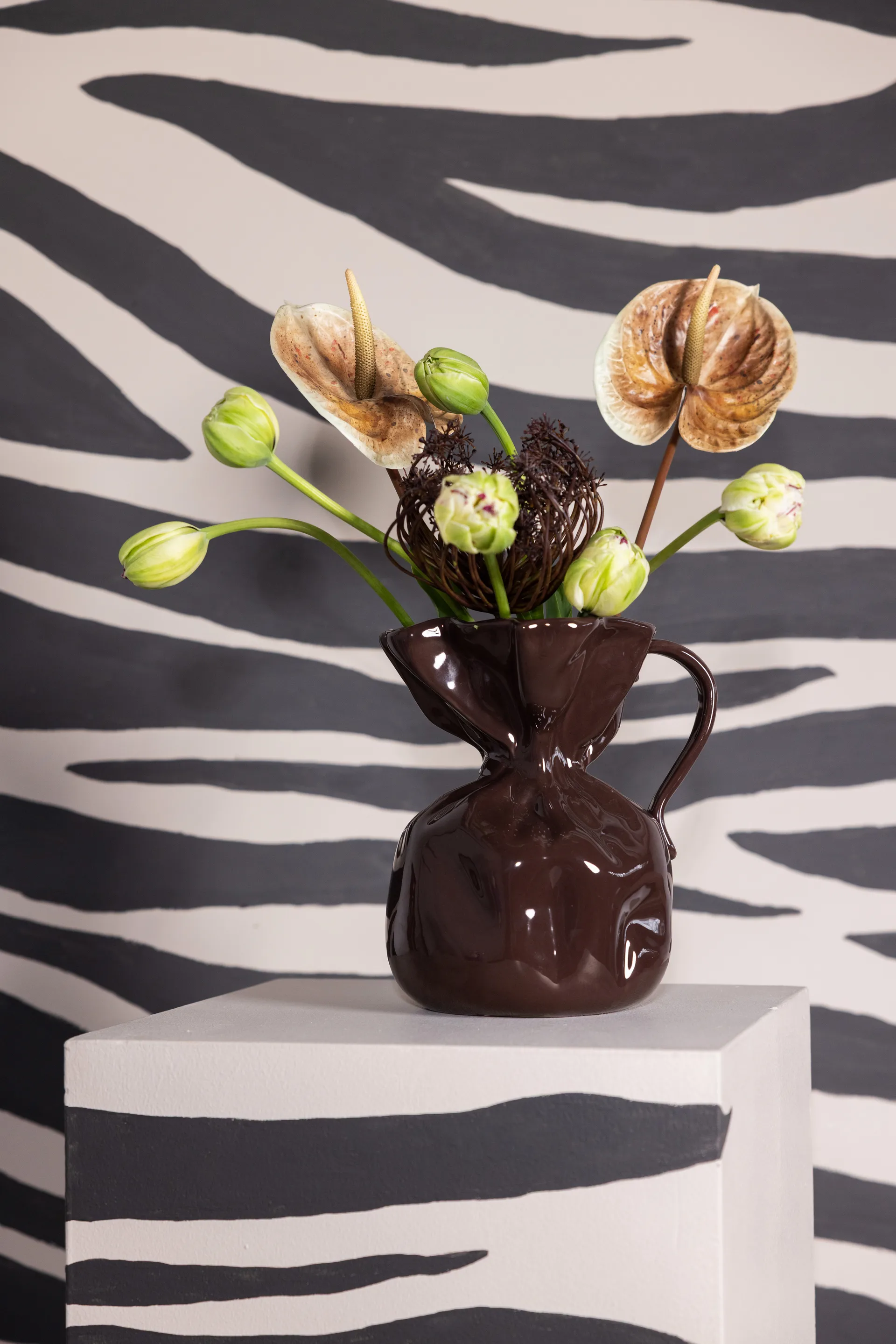 Crumple 花瓶, 褐色 Byon