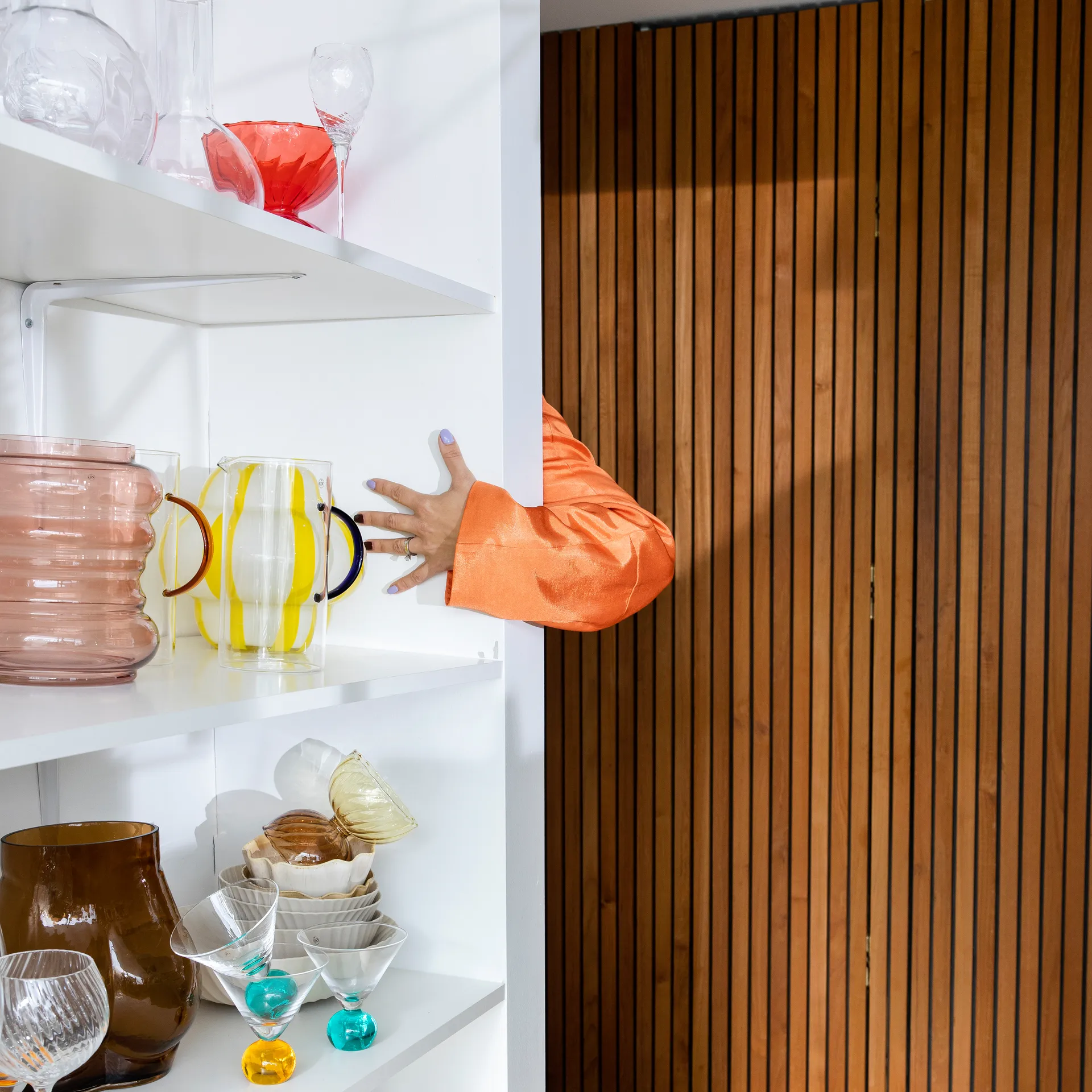 Curlie 条纹玻璃花瓶 20cm , 黄色 Byon