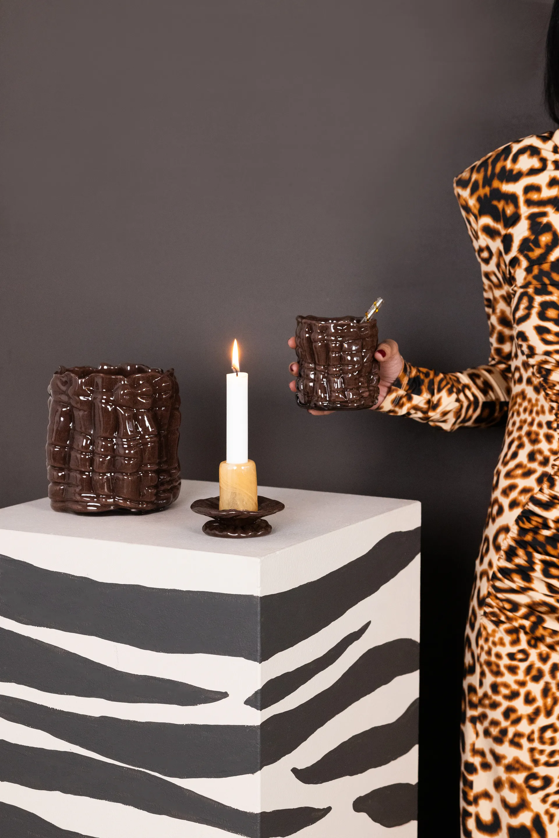 Laranne 烛台 Ø10 cm, 褐色 Byon