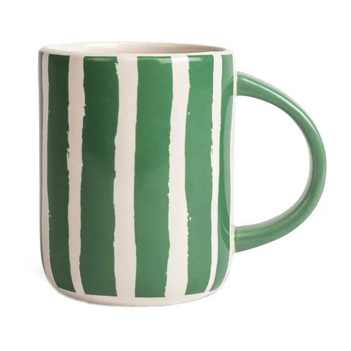 Liz 马克杯 stripe 280ml - 绿色-白色 - Byon