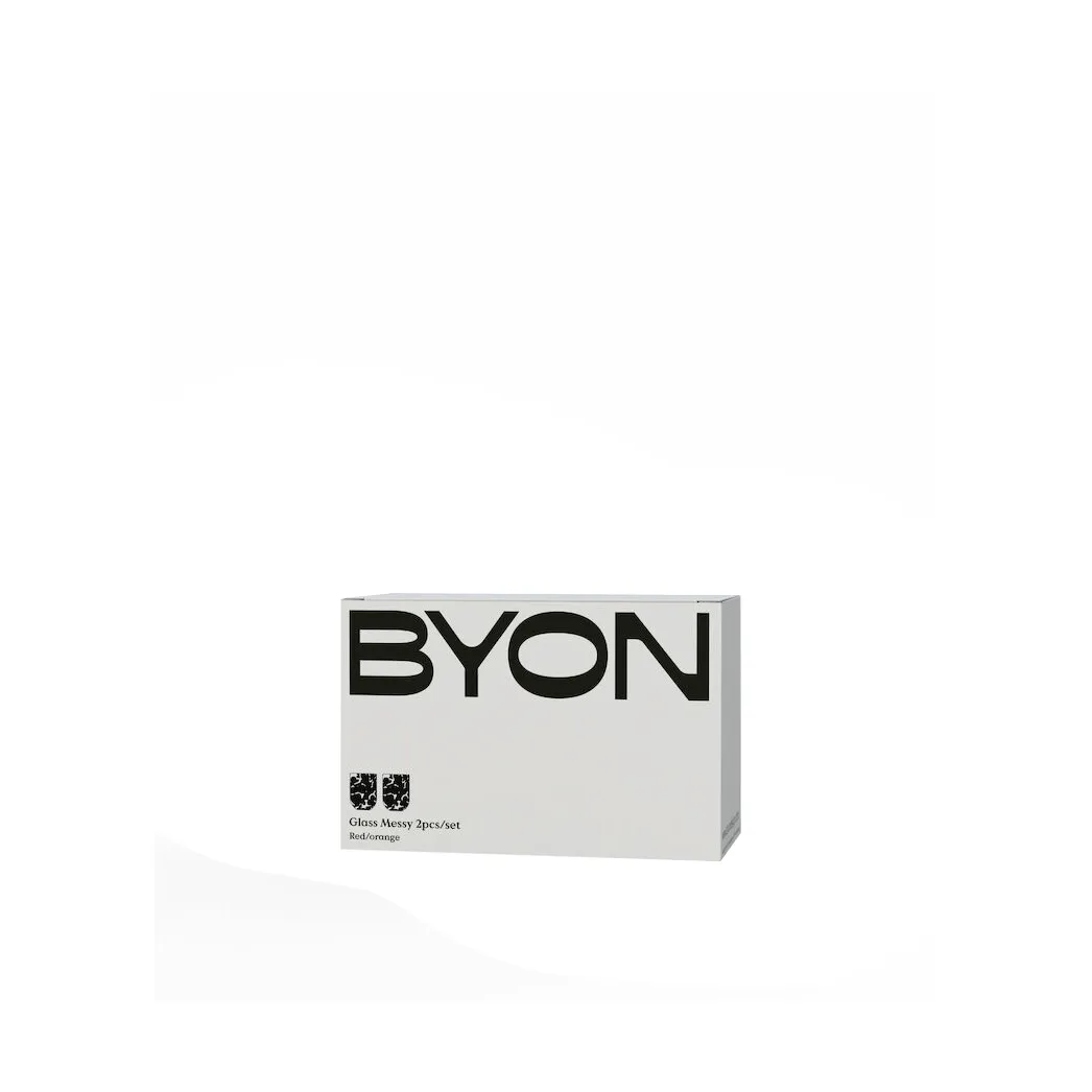 Messy 玻璃杯300ml 2只装, 红橙色 Byon