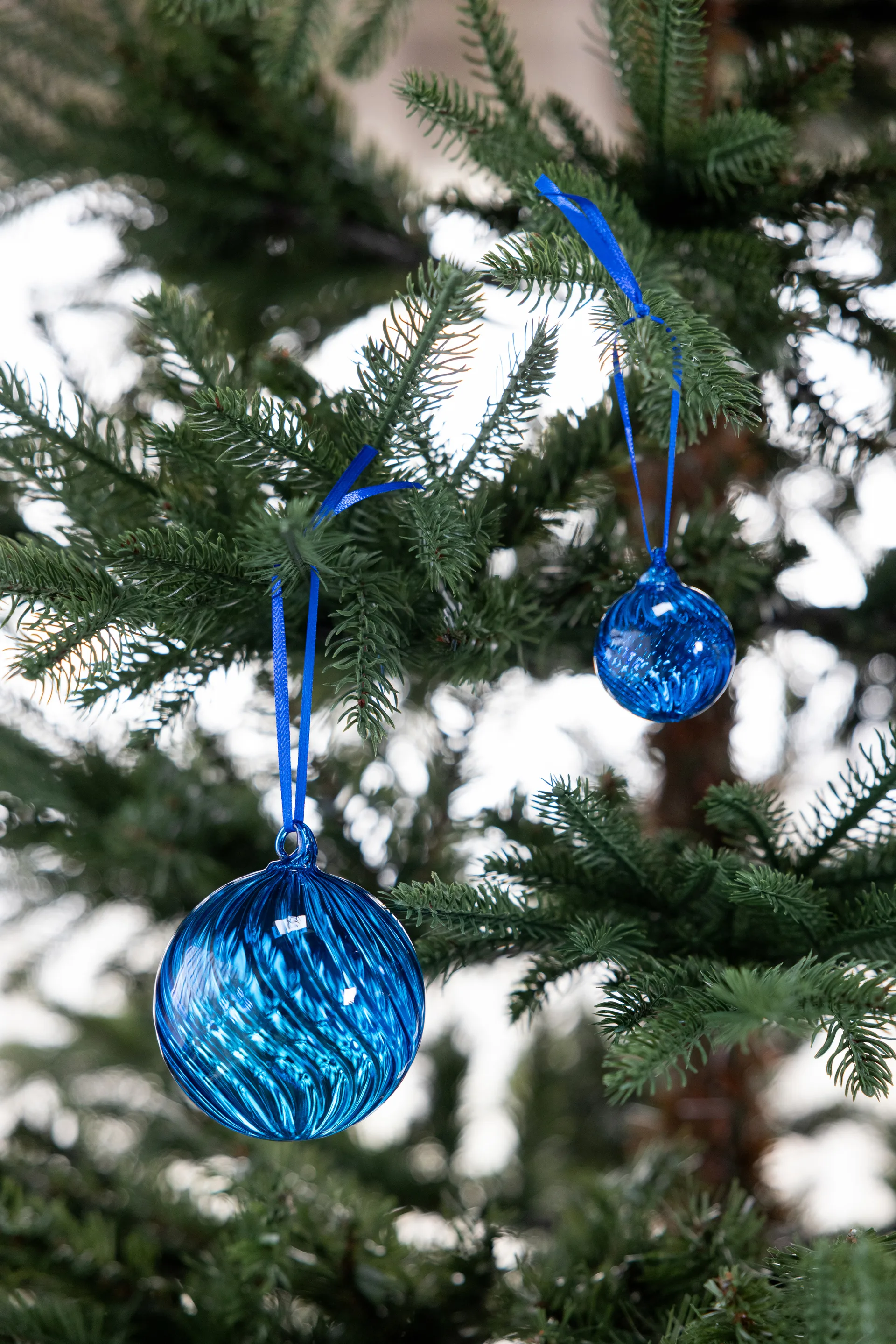 Opacity 圣诞树摆设/挂件/装饰 M Ø8 cm 两件套装, 蓝色 Byon